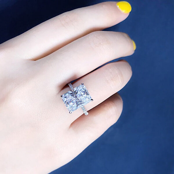 Radiant Cut cut 4ct Simulated Diamond cz ring Sterling Sier Engagement Wedding Band Rings for women Party Jewelry