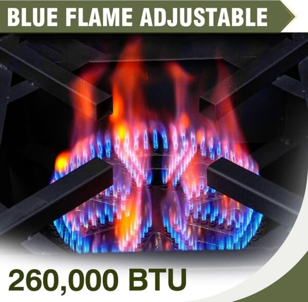 138d2a31b17c8e56 260,000 BTU Outdoor Propane Gas Stove with 0-30 PSI Adjustable Regulator and Steel-Braided Hose for Outdoor Home Cooking and Turkey Frying