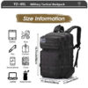 139f9cff981f9c56 Tactical Backpack 3 Day Assault Pack Molle Bag 38/45L Large Outdoor Waterproof Hiking Camping Travel 600D Rucksack Men Fishing