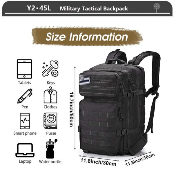 139f9cff981f9c56 Tactical Backpack 3 Day Assault Pack Molle Bag 38/45L Large Outdoor Waterproof Hiking Camping Travel 600D Rucksack Men Fishing