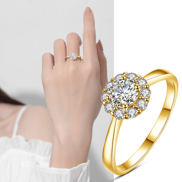 13a30205b6bd5dbd Certified Woman Flower Ring With Moissanite Diamond 0.5ct 5mm Wedding Engagement Rings Pure Sier Women's Jewelry For Girl Gift