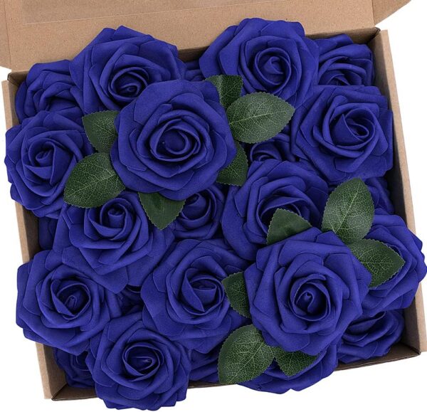 N&T NIETING Artificial Flowers, 25Pcs Fake Flowers Roses Perfect for DIY Wedding Bouquets Centerpieces Bridal Shower Party Home Flower Arrangement Decorations, Rainbow Color
