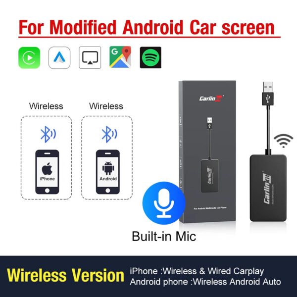 13b7f9ded2bf50a5 CarlinKit Wred & Wireless Android Auto & CarPlay Dongle Car USB Adapter For Aftermarket Android Car Radio Mirrorlink Split Sceen