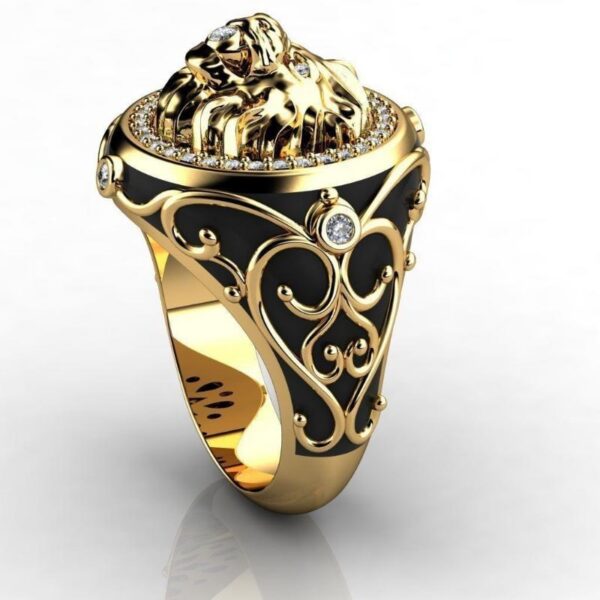 13bb5a2a5d1bc891 HOYON Gold Color Full Diamond Zircon Lion Wedding Punk Style Engagement Ring for Men's Retro Women's Jewelry
