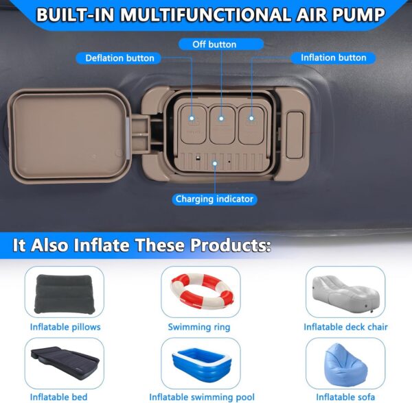 SUV Air Mattress, 9.8 Inch Height Full Size with Mattress 'Wings', USB Wireless Rechargeable Pump & 2 Pillows for Mid/Large SUVs, Road Trips, Camping, Supports 600lbs-2 Year Warranty