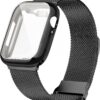Geoumy Metal Magnetic Bands Compatible for Apple Watch Band 41mm with Case, Stainless Steel Milanese Mesh Loop Replacement Strap Compatible with iWatch Series 8/7/6/5/4/3/2/1 SE Women Men,Brown Gold