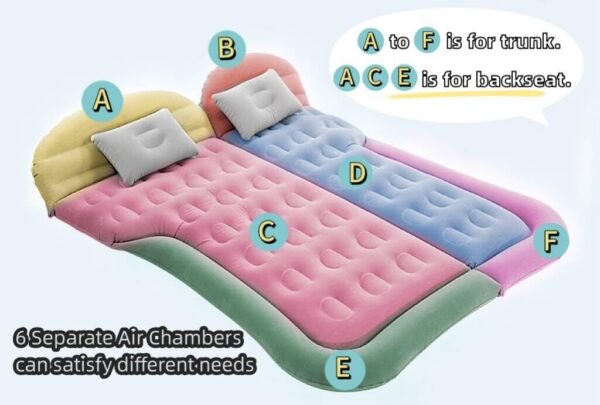 SUV Air Mattress Car Bed Inflatable Mattress for Truck Backseat - Portable Air Mattress with Flocking Surface and Pillows Foldable Air Bed for Home Tent Camping Travel - Grey