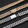 HOYON 10mm Lab Moissanite Diamond Cuban Chain Men's S Sier Plated Necklace Zircon Bracelet Hip Hop Rock Neck Collar Jewelry