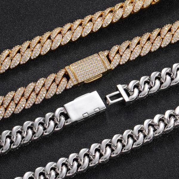 HOYON 10mm Lab Moissanite Diamond Cuban Chain Men's S Sier Plated Necklace Zircon Bracelet Hip Hop Rock Neck Collar Jewelry