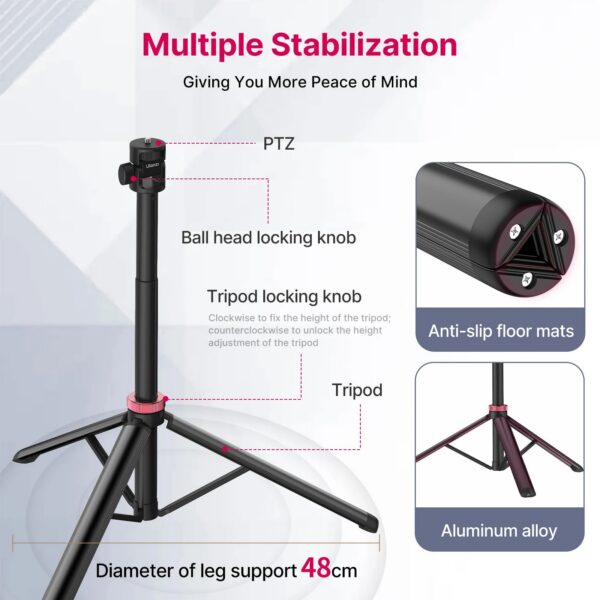 Ulanzi MT-79 2M Portable Universal Tripod Aluminum Alloy Lamp Holder Support LT028 Fill Light Lightweight Camera Action Camera
