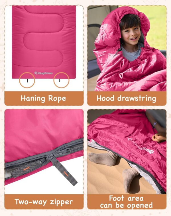 13f2941170d03280 KingCamp Kids Sleeping Bag 3 Season- Lightweight Waterproof Camping Sleeping Bag Indoor & Outdoor Use for Kids for Camping with Compression Sack