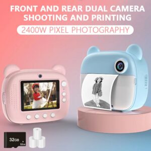 13fb6b621dbeb592 Children Digital for Kids Thermal Print Instant Photo Printing Camera Video Toys+32G Memory Card