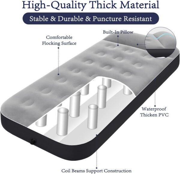 1408a18ded4db0d6 SAYGOGO Camping Air Mattress Travel Bed Sleeping Pad - Leak Proof Inflatable Mattress with Thickened Surface Built-in Pillow Air Bed for Home Camping SUV Truck RV Tent(Updated)