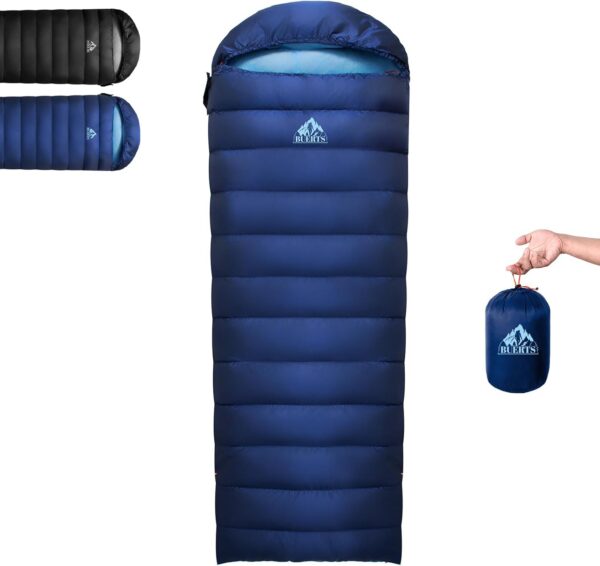 141720b93c905c17 BUERTS Daunen Sommer Schlafsack, 840g Schlafsack kleines packmaß,680 FP,Ultraleicht Schlafsack Erwachsene und Jugendliche, Wandern, Camping und andere Outdoor Aktivitäten. Mit Kompressionssack.
