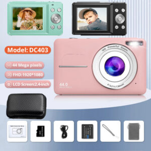142da4c7361f15a4 HD 1080P 2.4 inch digital Rechargeable with 16x Zoom Compact 44MP Cameras for kids Beginner Camera