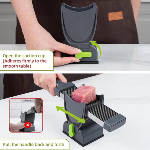 1449feef4a4374af Meat Slicer Thickness Adjustable 2 or 4 mm Stainless Steel Manual Meat Cutter Cleaver Kitchen Knife Jerky Slicer Suit