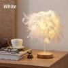 144beabeb4a43b1b LED Warm Small Table Lamp Nordic Romantic Creative Feather Wedding Room Red Girl Bedroom Bedside Flashlight Night Reading Light