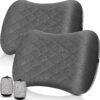 14581dea3b67973a 2 Pack Inflatable Travel Camping Pillow with Removable Cover Backpacking Blow up Neck Air Pillow Compressible for Lumbar Support Travel Hiking(Black,Grey)