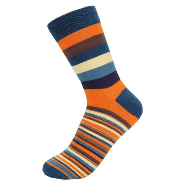 145ae0dec4218a74 HOYOLS Men's Dress Casual Colorful Stripe Cotton Patterned Business Long Soc