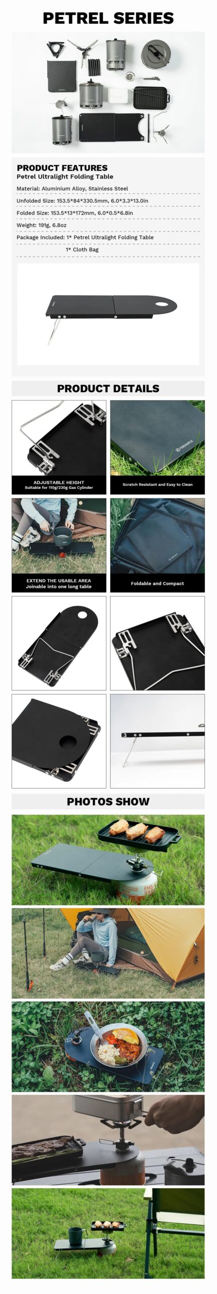 145c621dbb079b8e Fire-Maple Petrel Ultralight Table Portable Foldable Aluminum Desk for Solo Hiking Camping Travel Gas Burner Rack Table 191g