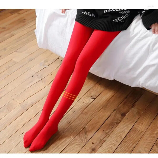 Women Socks Thermal Pantyhose Woman Fleece Tights Sexy Winter Warm Solid Red Stockings Slim Thicken Elastic Veet Female Leggings