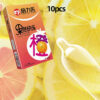 52mm Condoms Penis Sleeve Fruit Flavor 10 Pack Natural Latex Condoms Extra Lubricated Six Styles Adult Safer Sex Health Toys