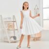 Satin Ivory Junior Bridesmaid Dress For Wedding Birthday Evening Party Ball Pagent Prom Banquet Princess Flower Girl Dresses