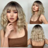 14752a02802d85d9 HAIRCUBE Synthetic With Bangs Short Bob Pink Wigs Curly Wavy Shoulder Length Cosplay Daily Colorful Wig