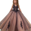 14995599c8390298 MisShow Princess Satin Beaded Floor Length Red Flower Girl Black Appliques Girls Pageant Dress First Communion Dresses