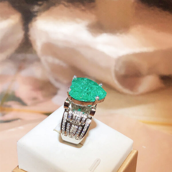 14a45791e1463da3 Elegant Paraiba Emerald S Sier Heart Full Diamond Couple Ring For Women Lover Geometric Valentine Day Gift Party Jewelry