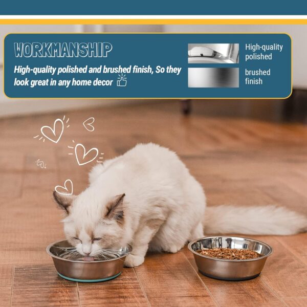 PEGGY11 Lightweight Stainless Steel Cat Bowls - 1.8 Cup, 2 Pack
