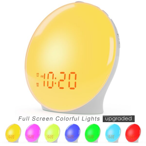 14c452f589efb67c Wake Up Light Alarm Clock Kids, Heavy Sleepers, Bedroom, with Sunrise Simulation, Sleep Aid, Dual Alarms, FM Radio, Snooze, Nightlight, Daylight, Colors, 7 Natural Sounds, Ideal for Gift