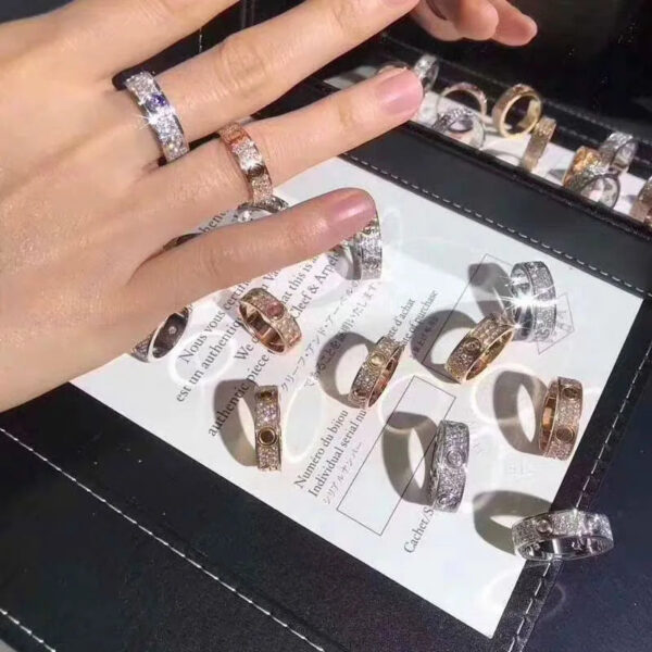 14cd6e0b07cc4d47 Starry ring love rings nail Ring designer womens Titanium steel rose gold sier plated with full diamond for Man Rings wedding Engagement gift 4 5 6mm Multi size