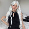 14d241ce52c7c815 Long Water Wave with Bangs White Colorful Cosplay Silky Wig for Women Daily Party Natural Soft Synthetic Hair Heat Resistant