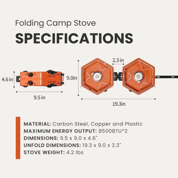 14d6c195838b7f38 Propane 2 Burner Camping Stove with Carrying Bag, Portable Folding Gas Stove for Camping, Backpacking Camp Stove for Outdoor Cooking, With 17,000 BTU Adjustable Burners for BBQ, Tailgating