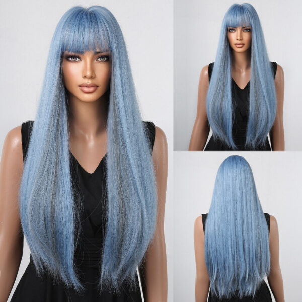 Black Long Straight for Women Natural Hair Synthetic Wigs Daily Cosplay Heat Resistant