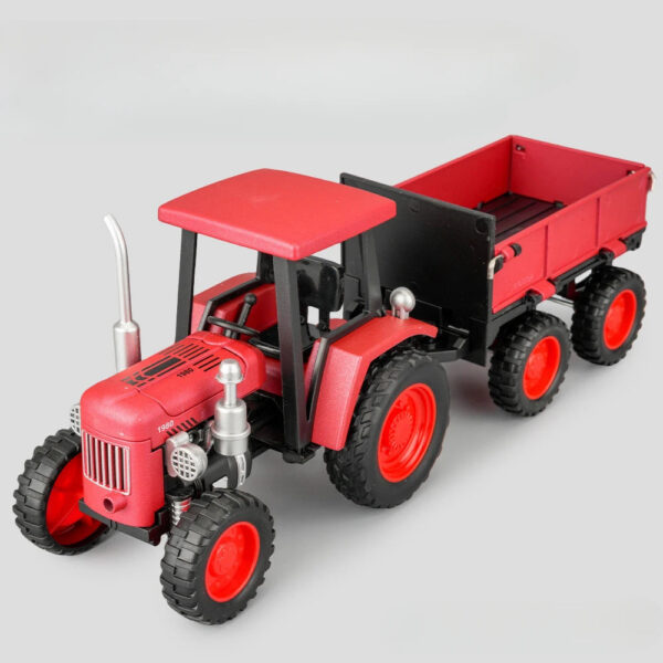 1:24 Four-wheel Walking Tractor Model Toy Alloy Body Rubber Tire Retro Agricultural Vehicles Models Sound Light Sliding Gifts