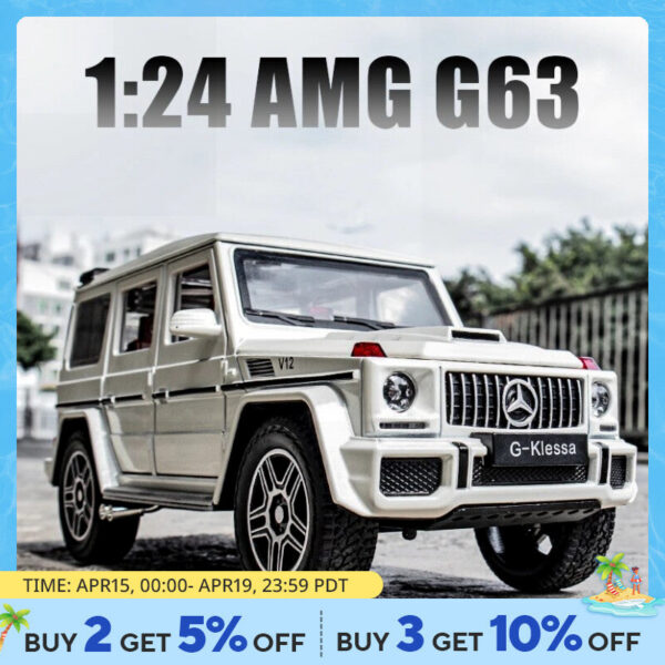 1:24 AMG G63 Model Car, Zinc Alloy Pull Back Toy Car with Sound and Light for Kids Boy Girl Gift