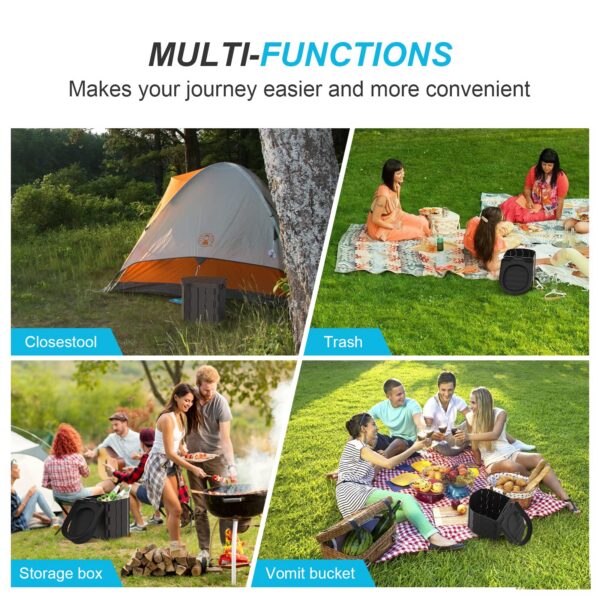 Toilet Portable Adults, Folding Waterproof Porta Potty for Camping, Car, Bucket, Travel, Outdoor, Hiking, Trips, Boat, Beach, Tent
