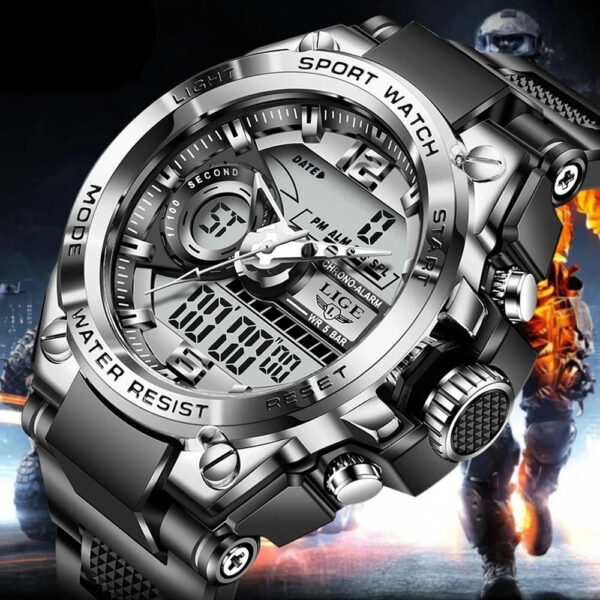 LIGE Military Digital 50m Waterproof Wristwatch LED Quartz Clock Sport Watch Male Big Watches Men Relogios Masculino
