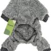 1506d1e7155720fe Fuzzy Dog Pajamas, Winter Dog Clothes for Small Dogs Girl, Pet Onesie with Feet, Cat Outfit, Heather Grey, XS