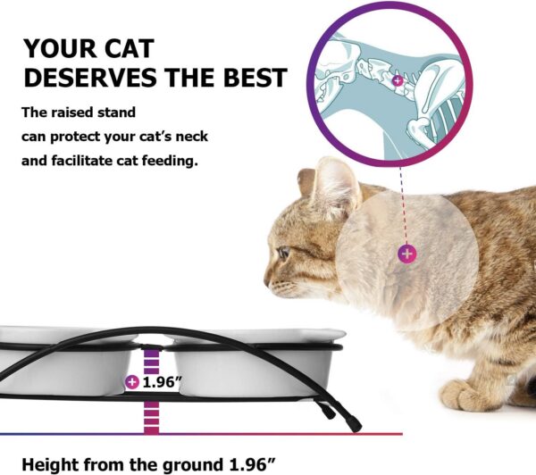 1513a4fb0f4a95a3 Y YHY Raised Cat Food Bowls,Pet Bowls with Stand,Ceramic Cat Dog Bowls Elevated,Cute Cat Dishes,12 Ounces,Dishwasher Safe