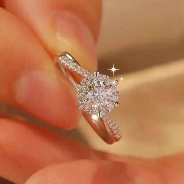 1carat Leaf Moissanite Diamond Engagement Rings for Women Sterling Sier Plated White Gold Wedding Band Promise Ring