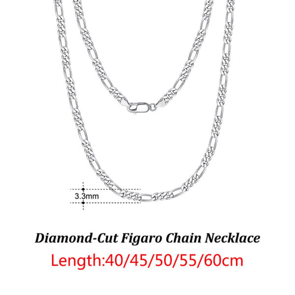 15220e0af89437a8 ORSA JEWELS Handmade Italy Diamond-Cut Figaro Necklace Genuine Sterling Sier Man Woman Neck Chain Jewelry Gift SC34