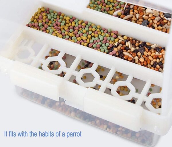 156748af964f170e PINVNBY No-Mess Bird Feeder Parrot Automatic Feeder Seed Food Container Perch Cage Accessories for Budgerigar Canary Cockatiel Finch Parakeet Green Cheek Conures Parrotlets Lovebirds