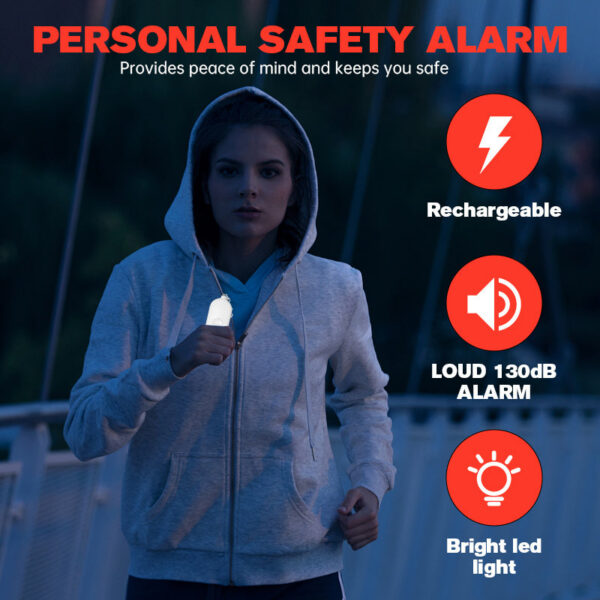 1598b51ae7d0f73d Personal SOS 130dB With LED Light Rechargeable Self Defense Woman Safety Alarm Key Chain Emergency Anti-Attack