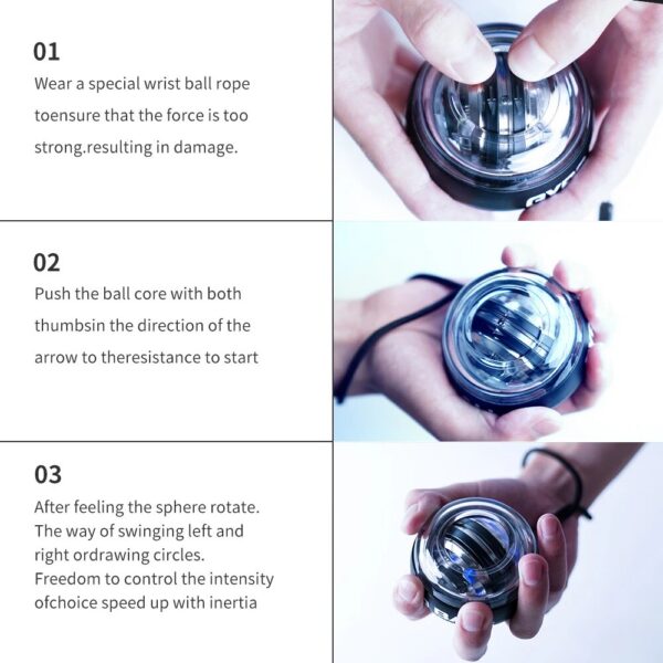 159994c13fd3b984 LED Trainer Auto-Start Gyroscopic Arm Hand Forearm Exerciser Power Wrist Gyro Ball Sport Fiess Equipment