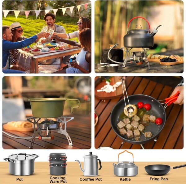 Gaskocher Outdoor, Campingkocher Gas 3500W, Trekking Gaskocher Ultralight, Campingkocher Faltbar, Camping Gaskocher Faltbar, mit Piezozündung und Tragebox, für Outdoor Picknick Trekking Wandern