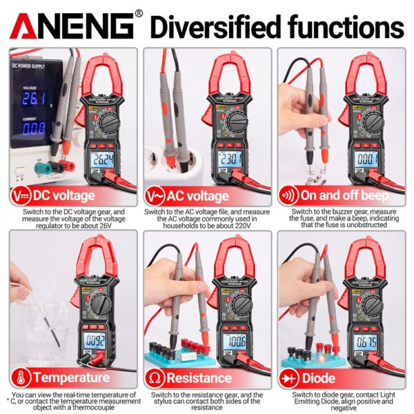 15a1d27a0476891a ANENG PN103 6000 Counts Digital Clamp Meter Multimeter 600A AC Current AC/DC Voltage Tester Hz Capacitance NCV Ohm Diode Testers