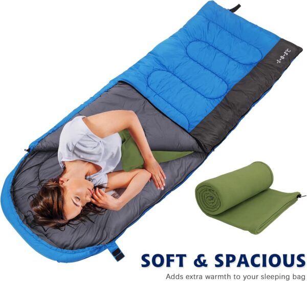 Fleece Sleeping Bag Liner, 75" Long Zipper Microfiber Fleece Travel Single Sleeping Bag Camping Blanket, Indoor Outdoor Blanket for Adults & Children